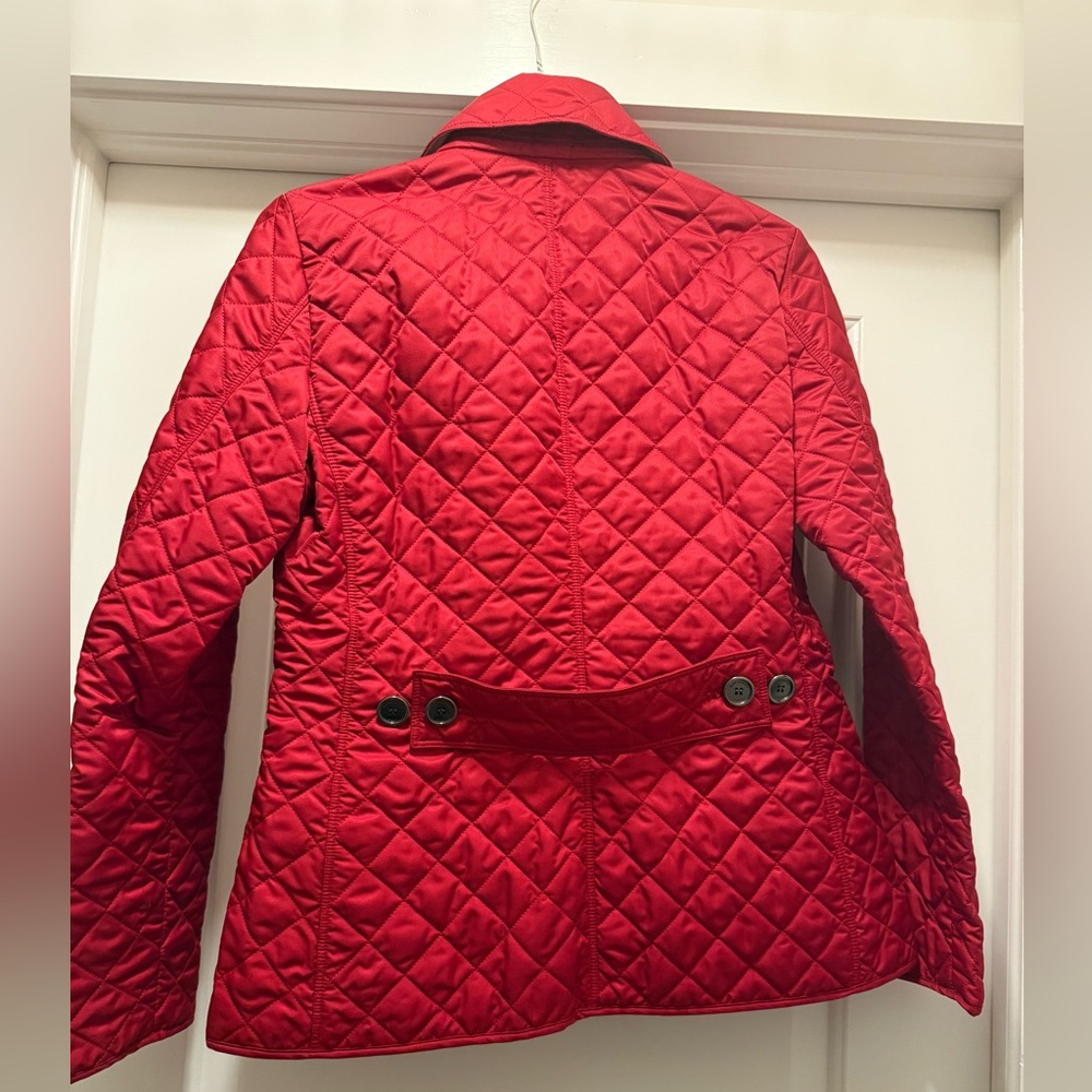 Red Burberry Brit Quilted Jacket Coat EXCELLENT condition like new - Picture 3 of 11